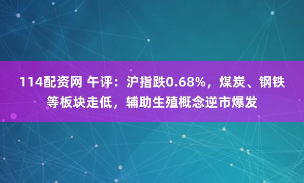 114配资网 午评：沪指跌0.68%，煤炭、钢铁等板块走低，辅助生殖概念逆市爆发
